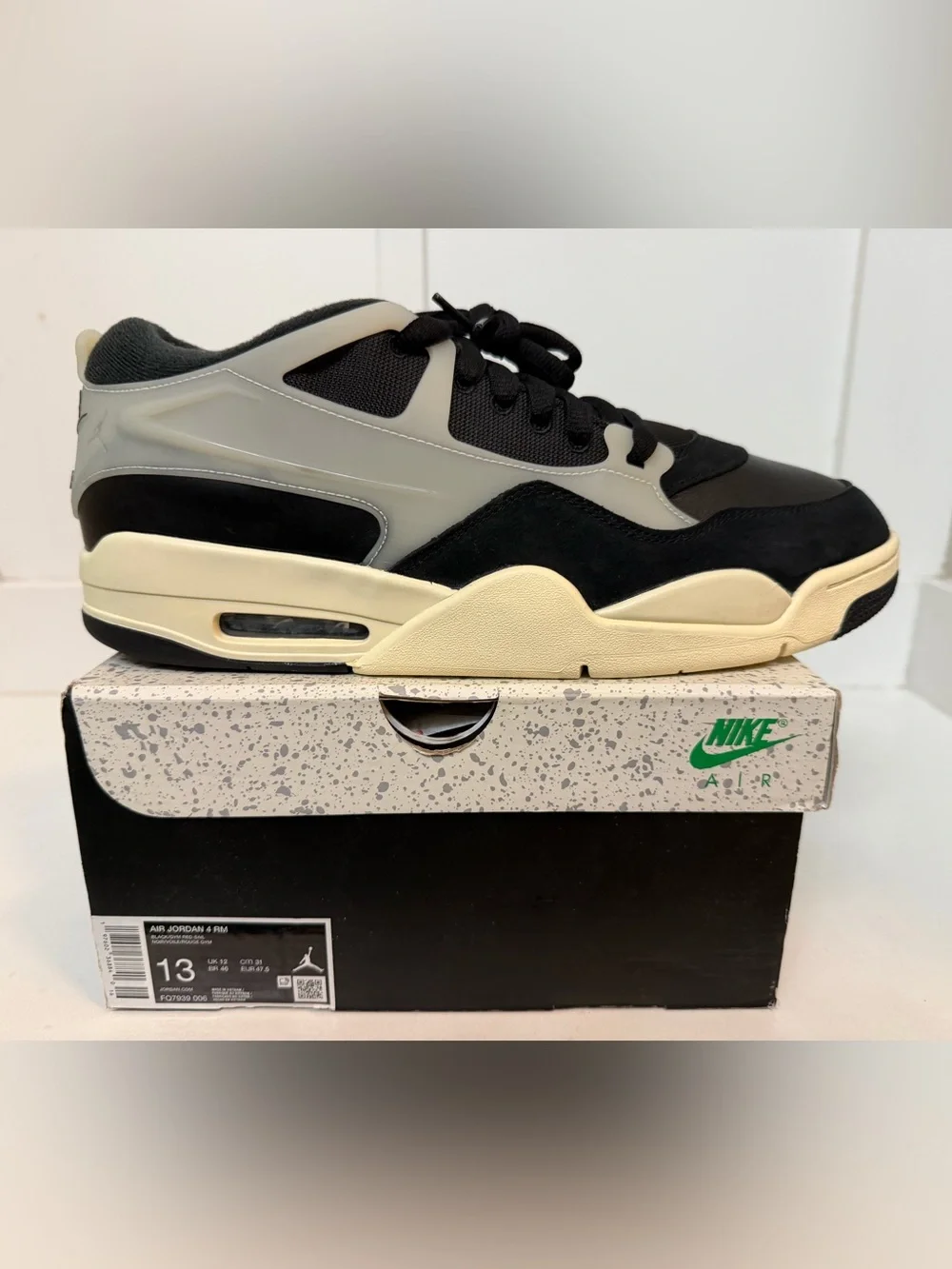 NIB Nike Air Jordan 4 RM Black & Sail Shoes Sneakers Mens Size 13 FQ7939-006